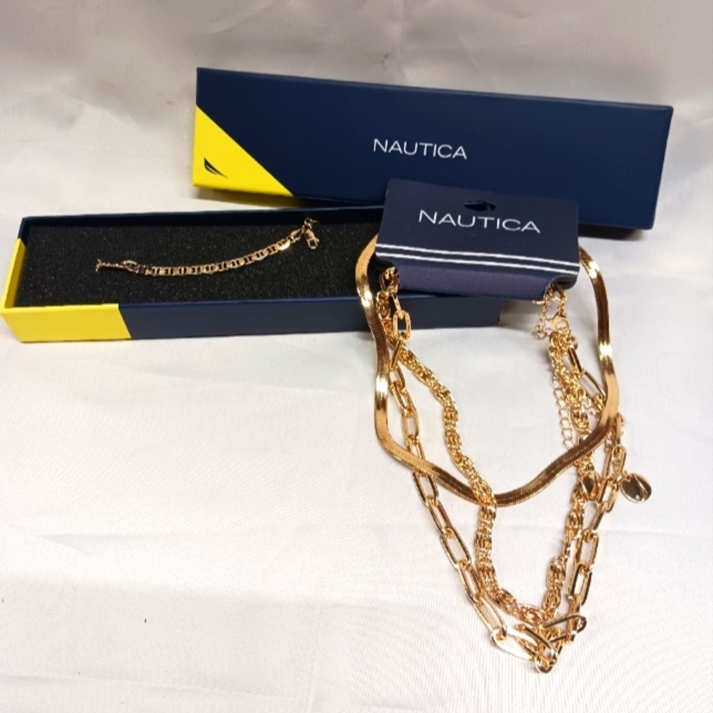 Nwt Nautica Gold Necklace And Bracelet 44$